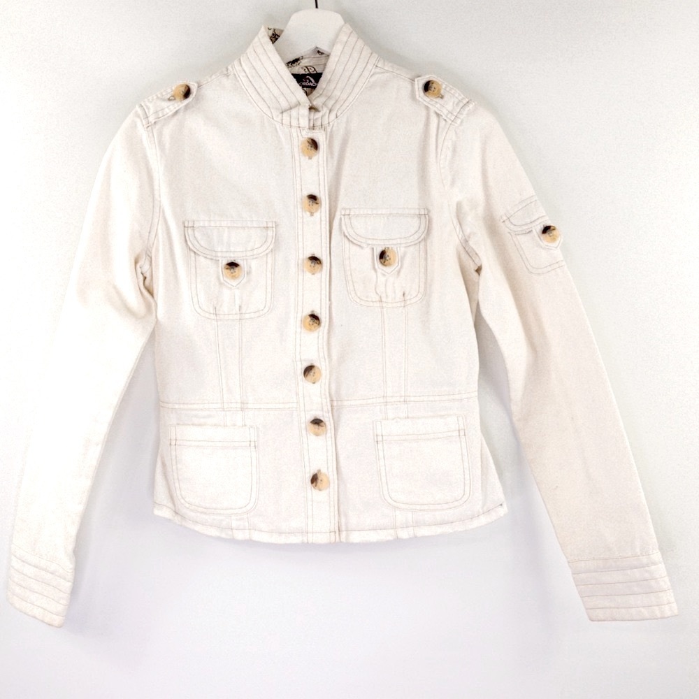 Jordache Jacket Button Up Contrast Stitch Size Small 100% Cotton Vintage 90’s